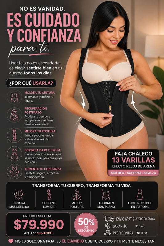 Faja Chaleco Premium 13 Varillas Reloj de Arena