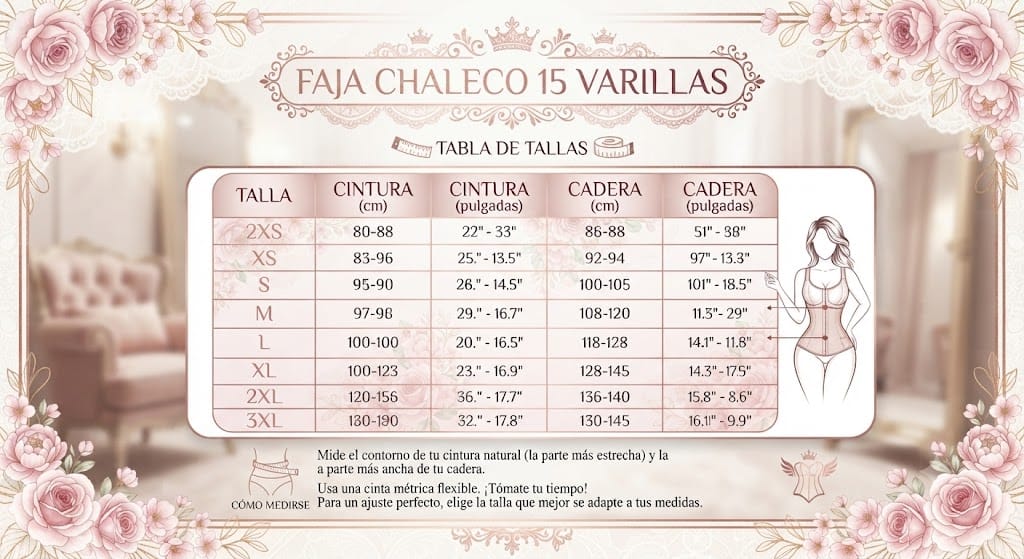 Faja Chaleco Premium Reloj de Arena 15 Varillas